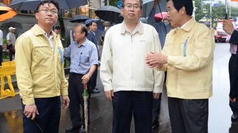 좌동 공사장 도로붕괴 현장