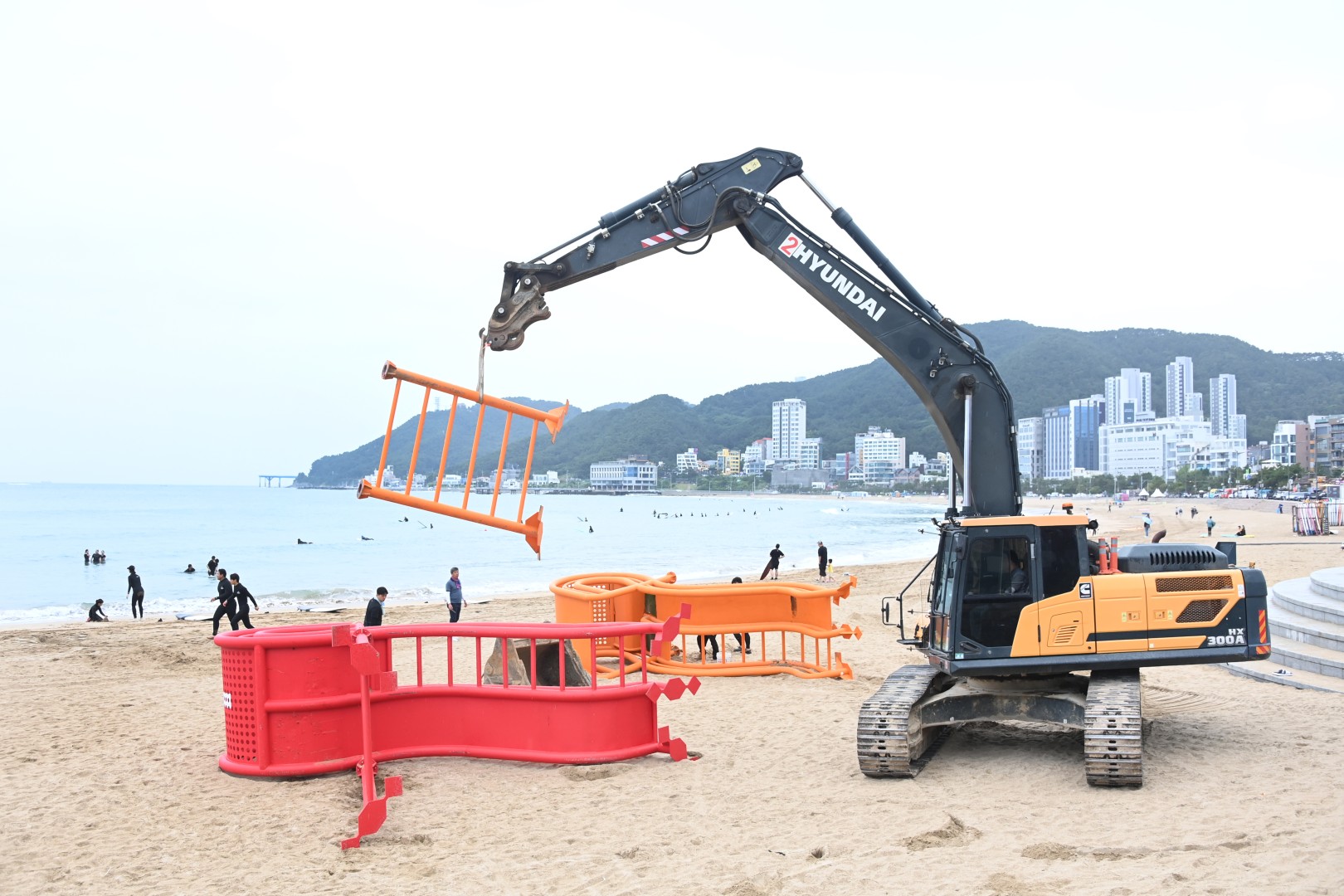 송정해수욕장 망루 설치 1