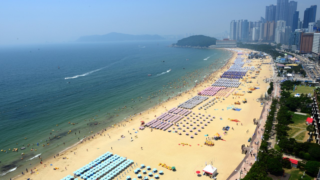 미포쪽에서 바라본 해운대해수욕장