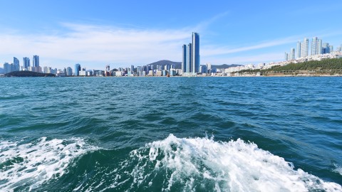 바다에서 바라 본 해운대 일대